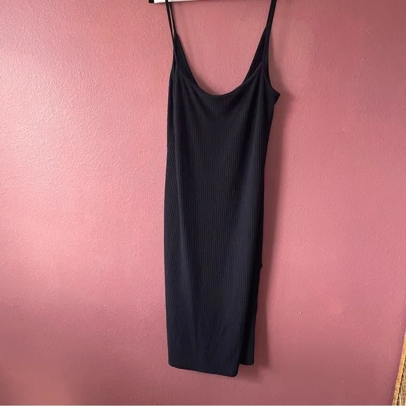 Abercrombie and Fitch Knit Midi Black Dress with Side Slits - Picture 3 of 8